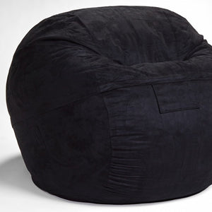 Homeroots Classic Cozy Black Bean Bag Chair Black Microsuede,Polyurethane Foam 415913