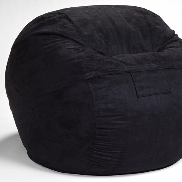 Homeroots Classic Cozy Black Bean Bag Chair Black Microsuede,Polyurethane Foam 415913