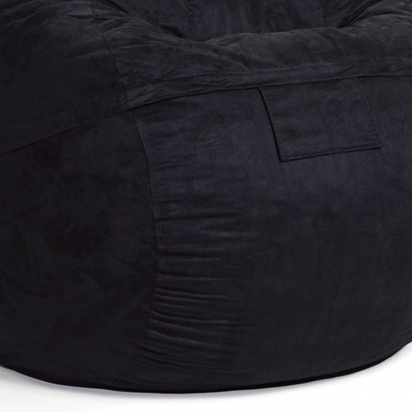 Homeroots Classic Cozy Black Bean Bag Chair Black Microsuede,Polyurethane Foam 415913