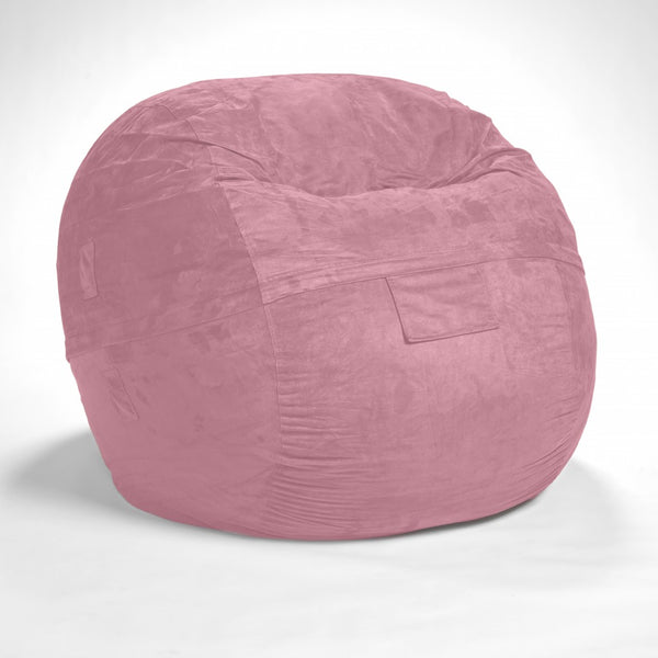 Homeroots Classic Cozy Rosy Pink Bean Bag Chair Pink Microsuede,Polyurethane Foam 415914