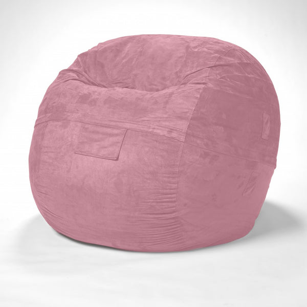 Homeroots Classic Cozy Rosy Pink Bean Bag Chair Pink Microsuede,Polyurethane Foam 415914