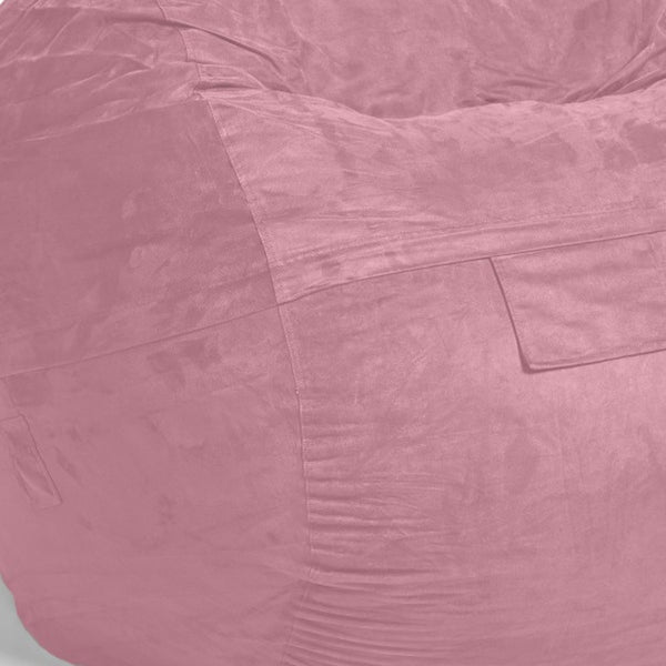 Homeroots Classic Cozy Rosy Pink Bean Bag Chair Pink Microsuede,Polyurethane Foam 415914