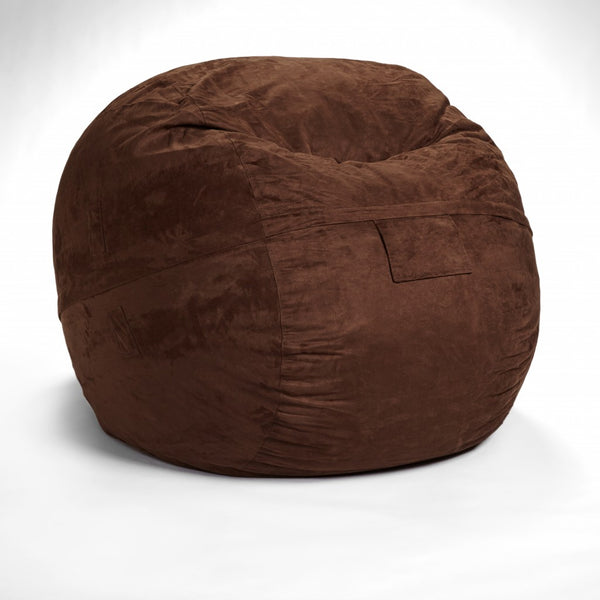 Homeroots Classic Cozy Brown Bean Bag Chair Chocolate Microsuede,Polyurethane Foam 415915