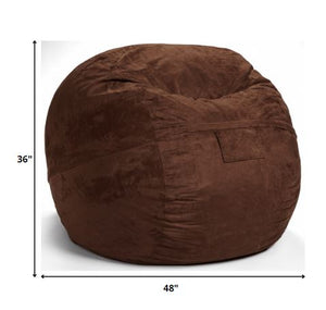 Homeroots Classic Cozy Brown Bean Bag Chair Chocolate Microsuede,Polyurethane Foam 415915