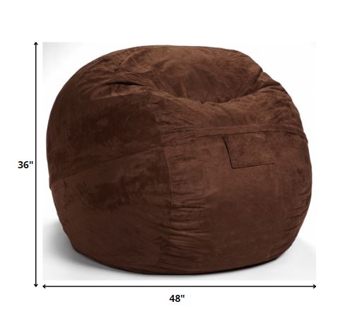 Homeroots Classic Cozy Brown Bean Bag Chair Chocolate Microsuede,Polyurethane Foam 415915