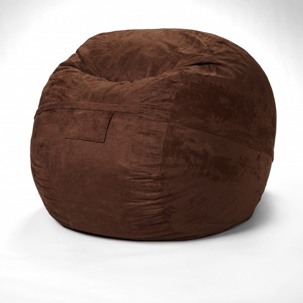 Homeroots Classic Cozy Brown Bean Bag Chair Chocolate Microsuede,Polyurethane Foam 415915