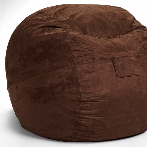 Homeroots Classic Cozy Brown Bean Bag Chair Chocolate Microsuede,Polyurethane Foam 415915