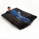 Homeroots 73" X 52" Black Faux Fur Sofa Sack Bean Bag Lounger  Fur,Polyurethane Foam 415922