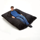 Homeroots 73" X 52" Black Faux Fur Sofa Sack Bean Bag Lounger  Fur,Polyurethane Foam 415922