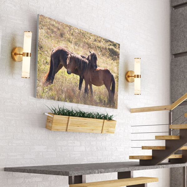 English Elm Golden Resin Wall Sconce Set of 2 - Marble-Effect Gold Accent Vertical Indoor Lights for Hallway W2312P374969