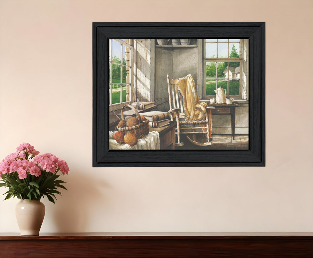 Homeroots Corner Comforts Black Framed Print Wall Art  Wood Print On Paper 415980