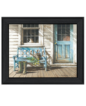 Homeroots Cheerful Chores Black Framed Print Wall Art  Wood Print On Paper 415981