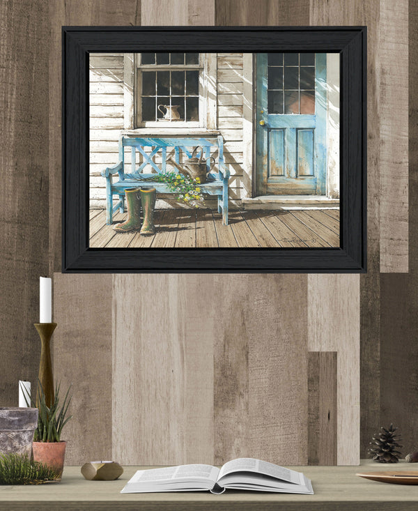 Homeroots Cheerful Chores Black Framed Print Wall Art  Wood Print On Paper 415981