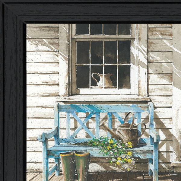 Homeroots Cheerful Chores Black Framed Print Wall Art  Wood Print On Paper 415981