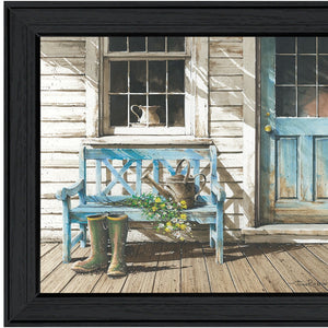 Homeroots Cheerful Chores Black Framed Print Wall Art  Wood Print On Paper 415981