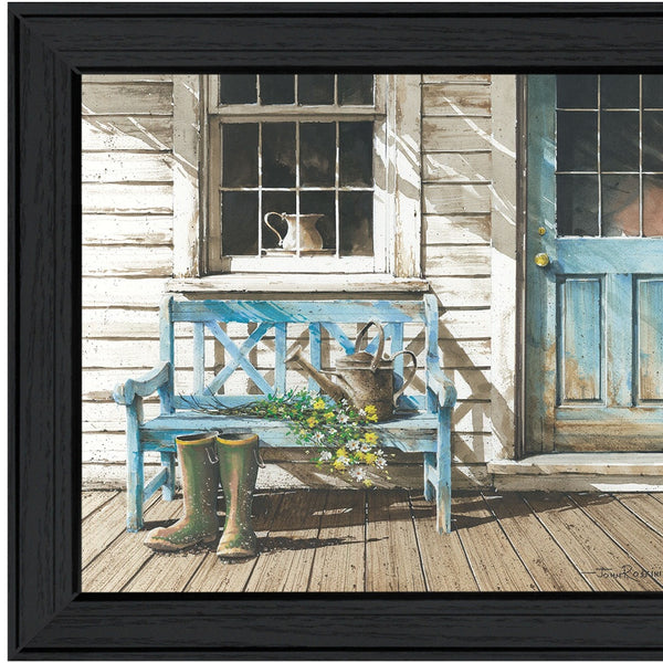 Homeroots Cheerful Chores Black Framed Print Wall Art  Wood Print On Paper 415981