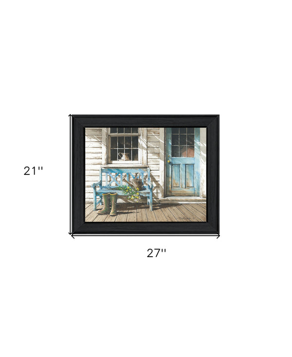 Homeroots Cheerful Chores Black Framed Print Wall Art  Wood Print On Paper 415981