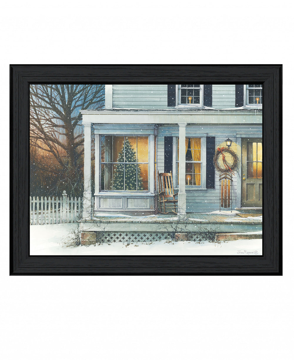 Homeroots December Glow Black Framed Print Wall Art  Wood Print On Paper 415982