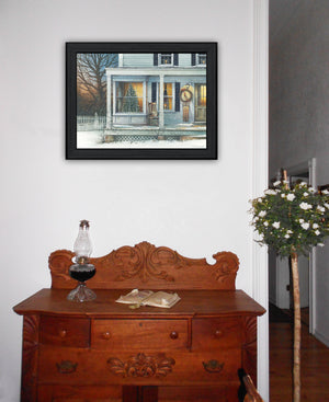 Homeroots December Glow Black Framed Print Wall Art  Wood Print On Paper 415982