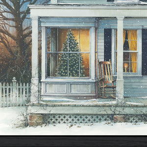 Homeroots December Glow Black Framed Print Wall Art  Wood Print On Paper 415982