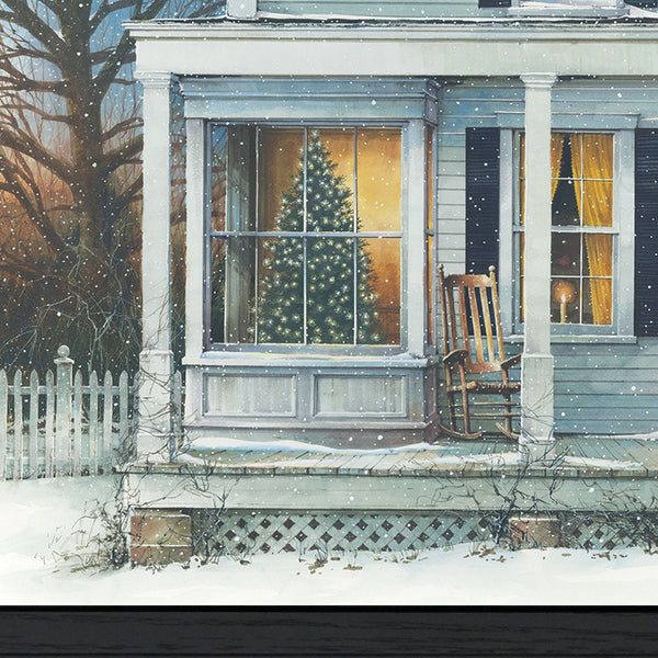 Homeroots December Glow Black Framed Print Wall Art  Wood Print On Paper 415982