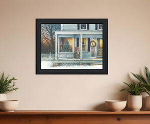 Homeroots December Glow Black Framed Print Wall Art  Wood Print On Paper 415982