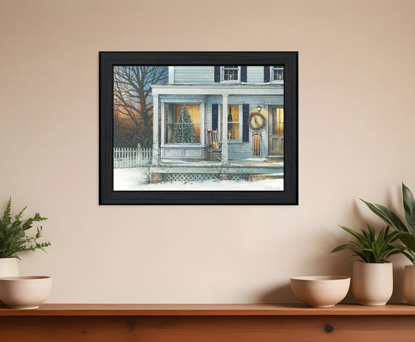 Homeroots December Glow Black Framed Print Wall Art  Wood Print On Paper 415982