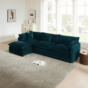 English Elm Free Modular Chenille Sectional Sofa with Reversible Ottoman for Living Rooms W714S00602