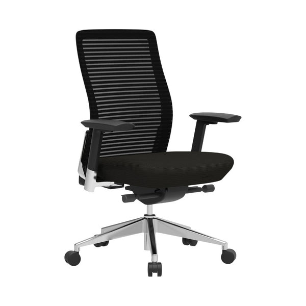 EuroStyle Eon Contract Task Chair Mesh Back Polished Aluminum Executive Office Ergonomic Black 415B