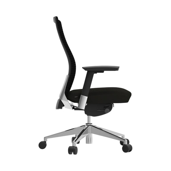 EuroStyle Eon Contract Task Chair Mesh Back Polished Aluminum Executive Office Ergonomic Black 415B