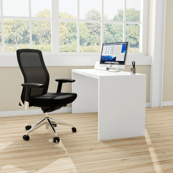 EuroStyle Eon Contract Task Chair Mesh Back Polished Aluminum Executive Office Ergonomic Black 415B