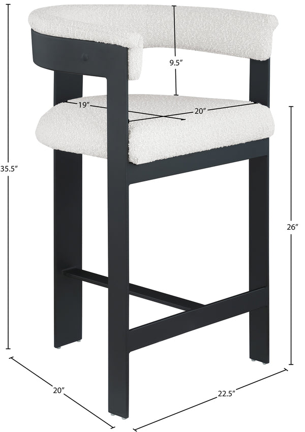 Romeo Cream Boucle Fabric Counter Stool 415Cream-C Meridian Furniture