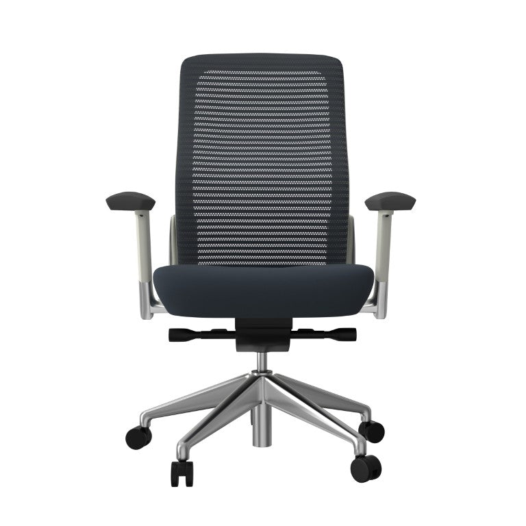 EuroStyle Eon Contract Task Chair Mesh Back Polished Aluminum Executive Office Ergonomic Gray/White 415W