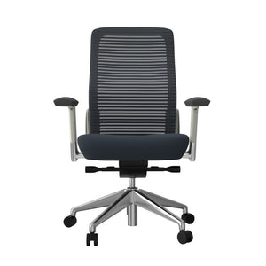 EuroStyle Eon Contract Task Chair Mesh Back Polished Aluminum Executive Office Ergonomic Gray/White 415W