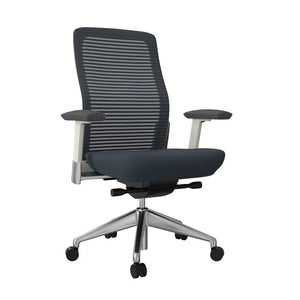 EuroStyle Eon Contract Task Chair Mesh Back Polished Aluminum Executive Office Ergonomic Gray/White 415W