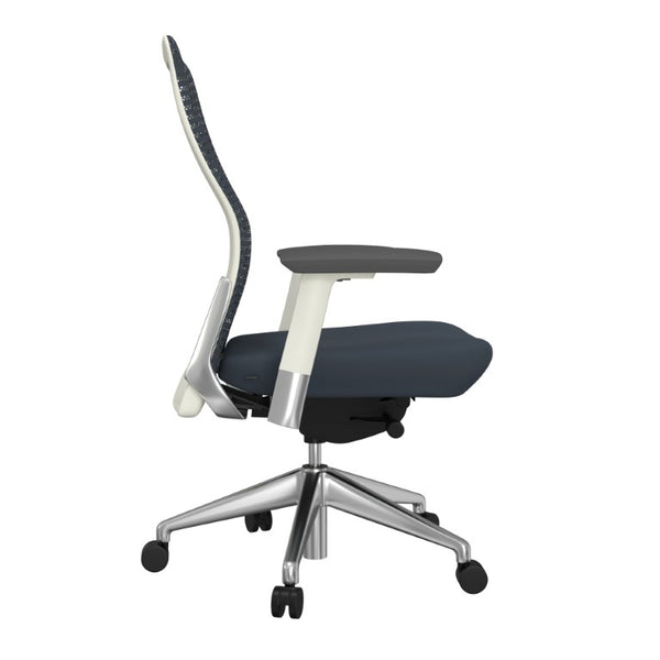EuroStyle Eon Contract Task Chair Mesh Back Polished Aluminum Executive Office Ergonomic Gray/White 415W