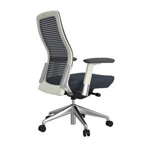 EuroStyle Eon Contract Task Chair Mesh Back Polished Aluminum Executive Office Ergonomic Gray/White 415W