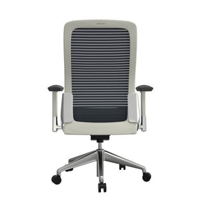 EuroStyle Eon Contract Task Chair Mesh Back Polished Aluminum Executive Office Ergonomic Gray/White 415W