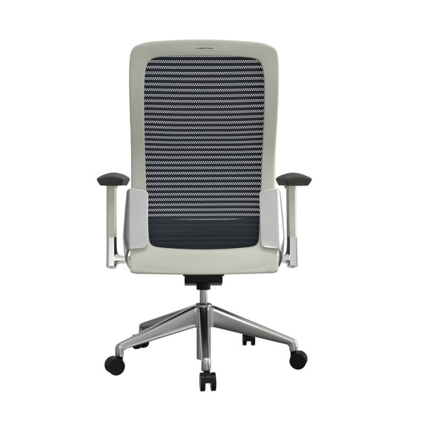 EuroStyle Eon Contract Task Chair Mesh Back Polished Aluminum Executive Office Ergonomic Gray/White 415W