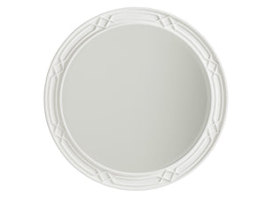 Lexington Carreno Round Mirror - Modern Traditional Design With Geometric Fretwork And Beveled Edge For Luxury Living Alabaster  415-201