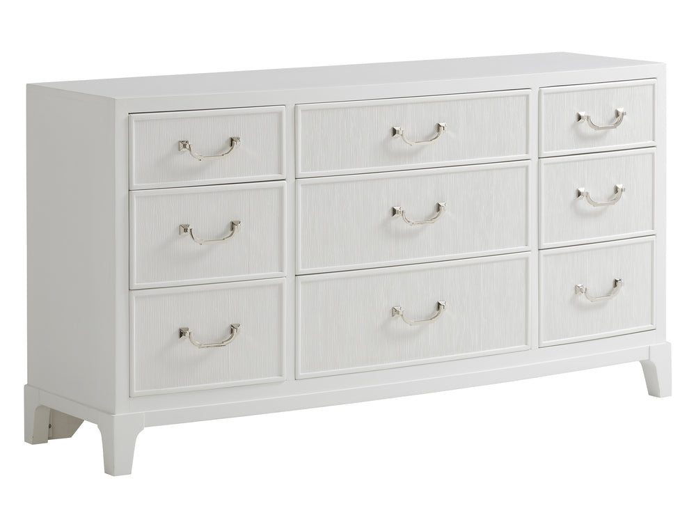 Lexington Silver Lake Triple Dresser – Modern Traditional Design With Bowfront Profile And Soft-close Drawers Alabaster  415-233