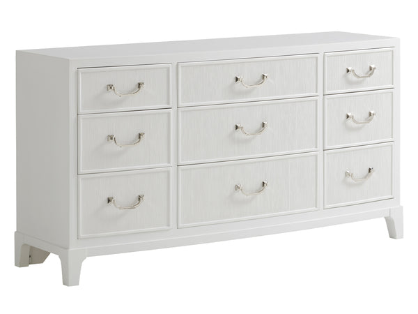 Lexington Silver Lake Triple Dresser – Modern Traditional Design With Bowfront Profile And Soft-close Drawers Alabaster  415-233