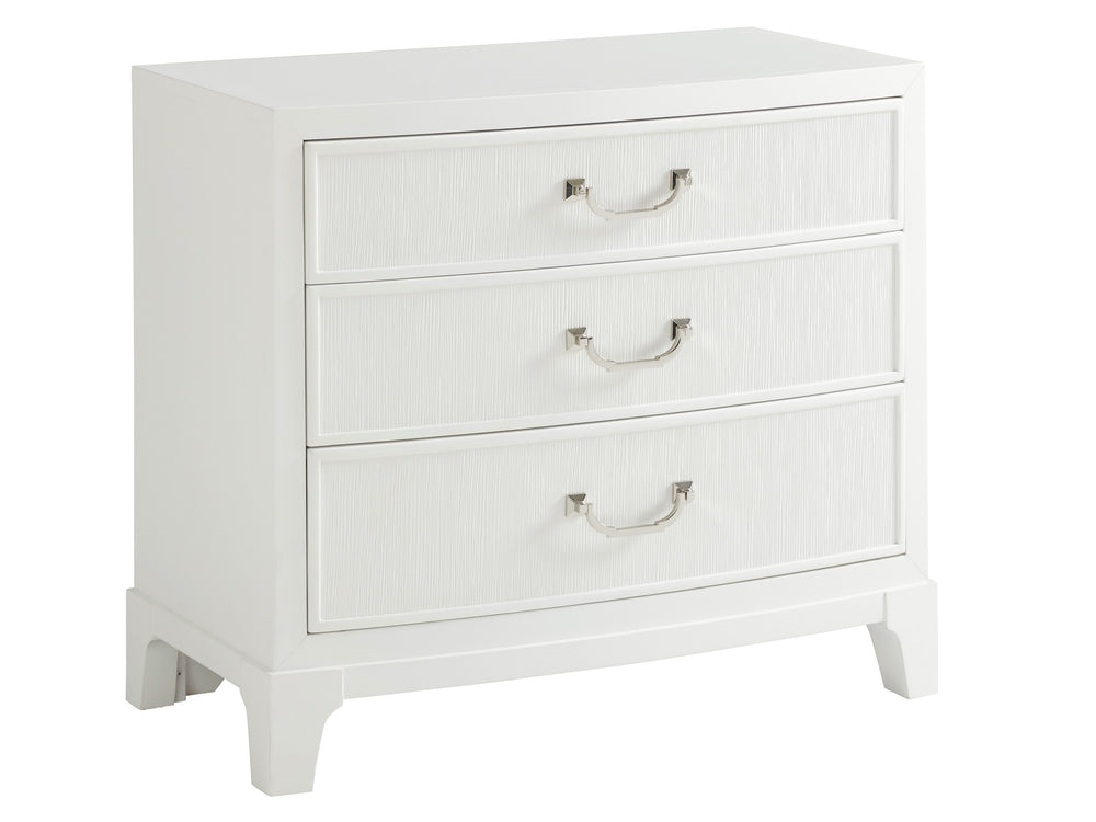 Lexington Tamera Nightstand - Modern Elegance With Bowfront Design, Textured Drawers & Polished Nickel Hardware Alabaster  415-621
