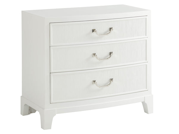 Lexington Tamera Nightstand - Modern Elegance With Bowfront Design, Textured Drawers & Polished Nickel Hardware Alabaster  415-621