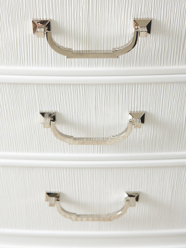 Lexington Tamera Nightstand - Modern Elegance With Bowfront Design, Textured Drawers & Polished Nickel Hardware Alabaster  415-621