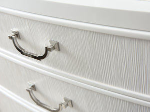 Lexington Tamera Nightstand - Modern Elegance With Bowfront Design, Textured Drawers & Polished Nickel Hardware Alabaster  415-621