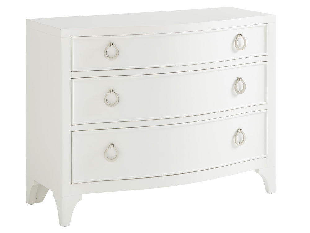 Lexington Fox River Modern Bachelor's Chest With Bowfront Design, Polished Nickel Hardware & Bracket Feet Alabaster  415-624