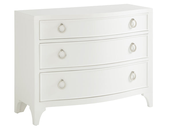 Lexington Fox River Modern Bachelor's Chest With Bowfront Design, Polished Nickel Hardware & Bracket Feet Alabaster  415-624