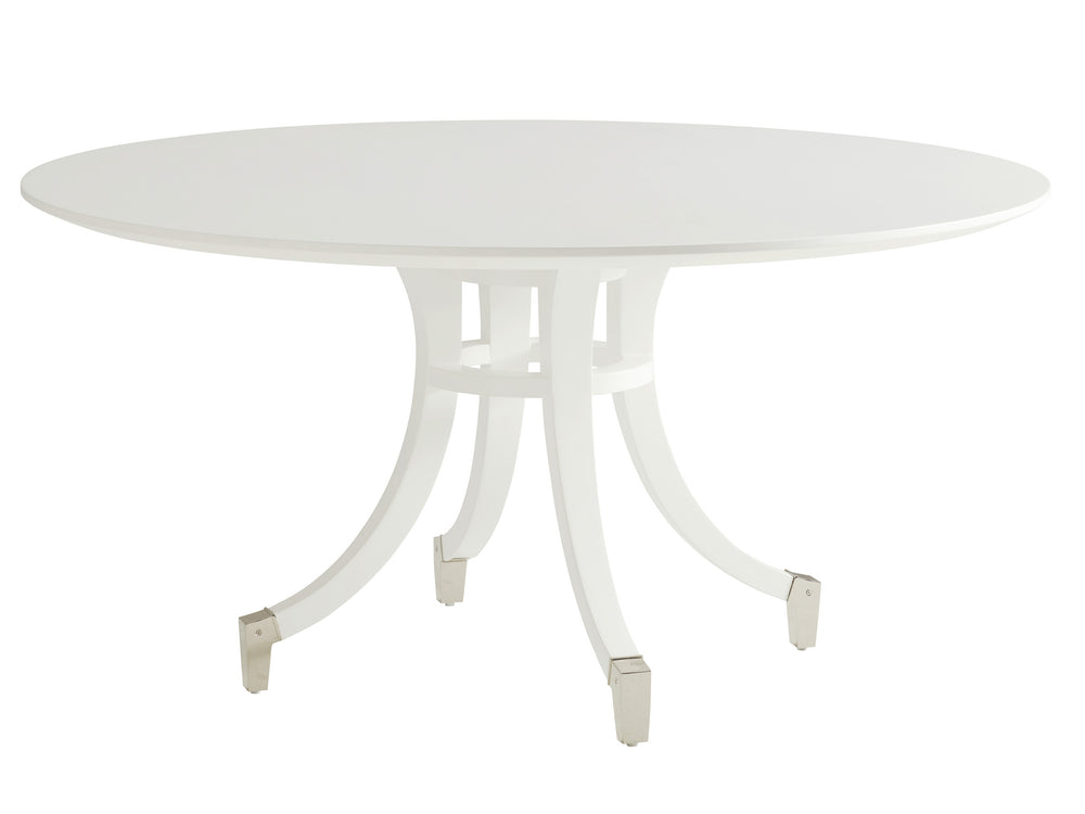 Lexington Bloomfield Elegant Round Dining Table With Flared Pedestal Base And Polished Nickel Accents Alabaster  415-870c