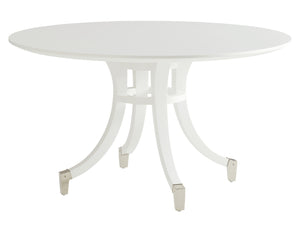 Lexington Lombard Round Dining Table - Modern Traditional Elegance With Polished Nickel Accents And Graceful Design Alabaster  415-875c